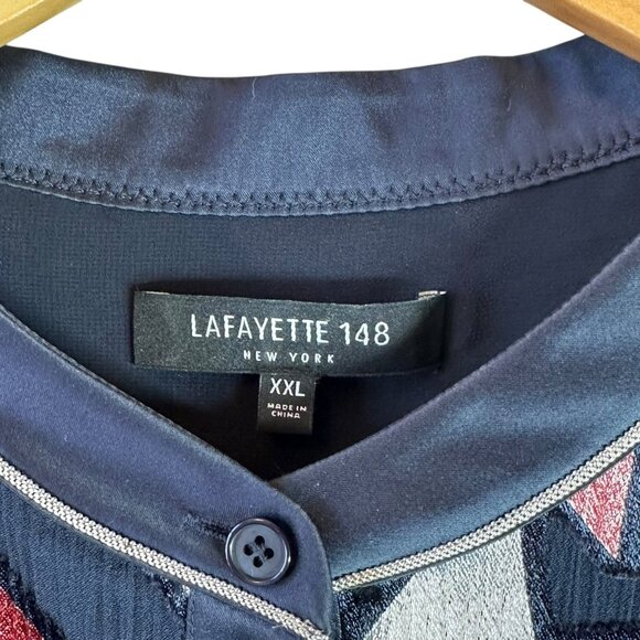 Lafayette 148 New York Desra Burnout Geometric Tunic Top Size XXL - Picture 7 of 8